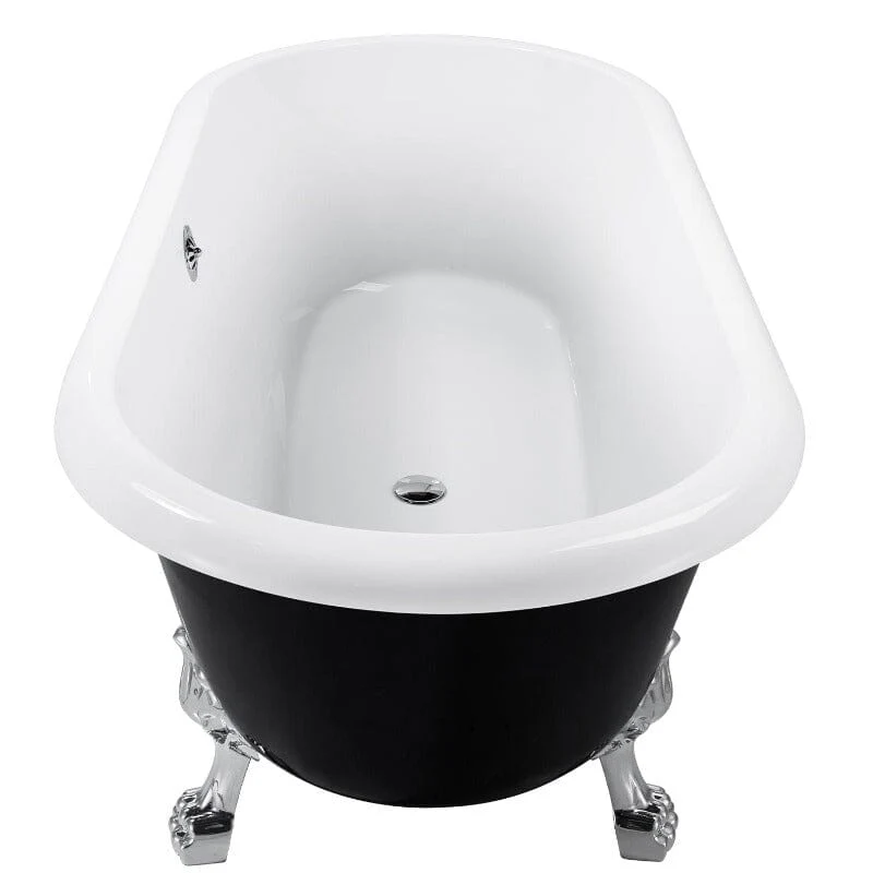 67" Acrylic Double-Slipper Clawfoot Bathtub Freestanding Soaking Tub with Drain - Image 20