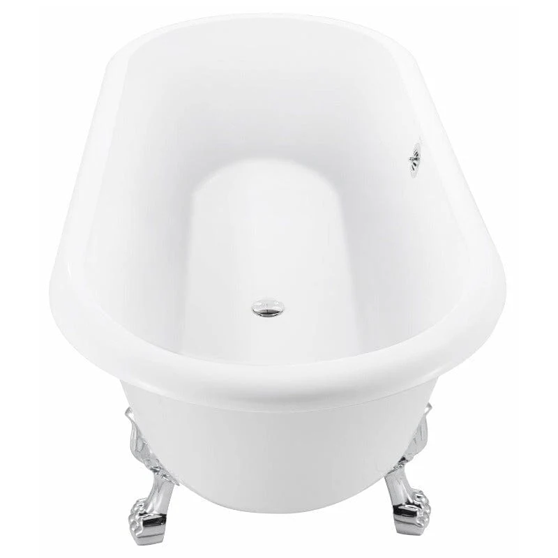 67" Acrylic Double-Slipper Clawfoot Bathtub Freestanding Soaking Tub with Drain - Image 6