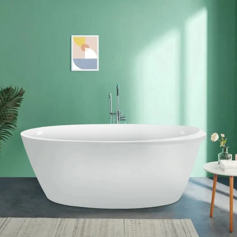 Mokleba 67" Acrylic Oval Modern Freestanding Soaking Bathtub White - Image 6
