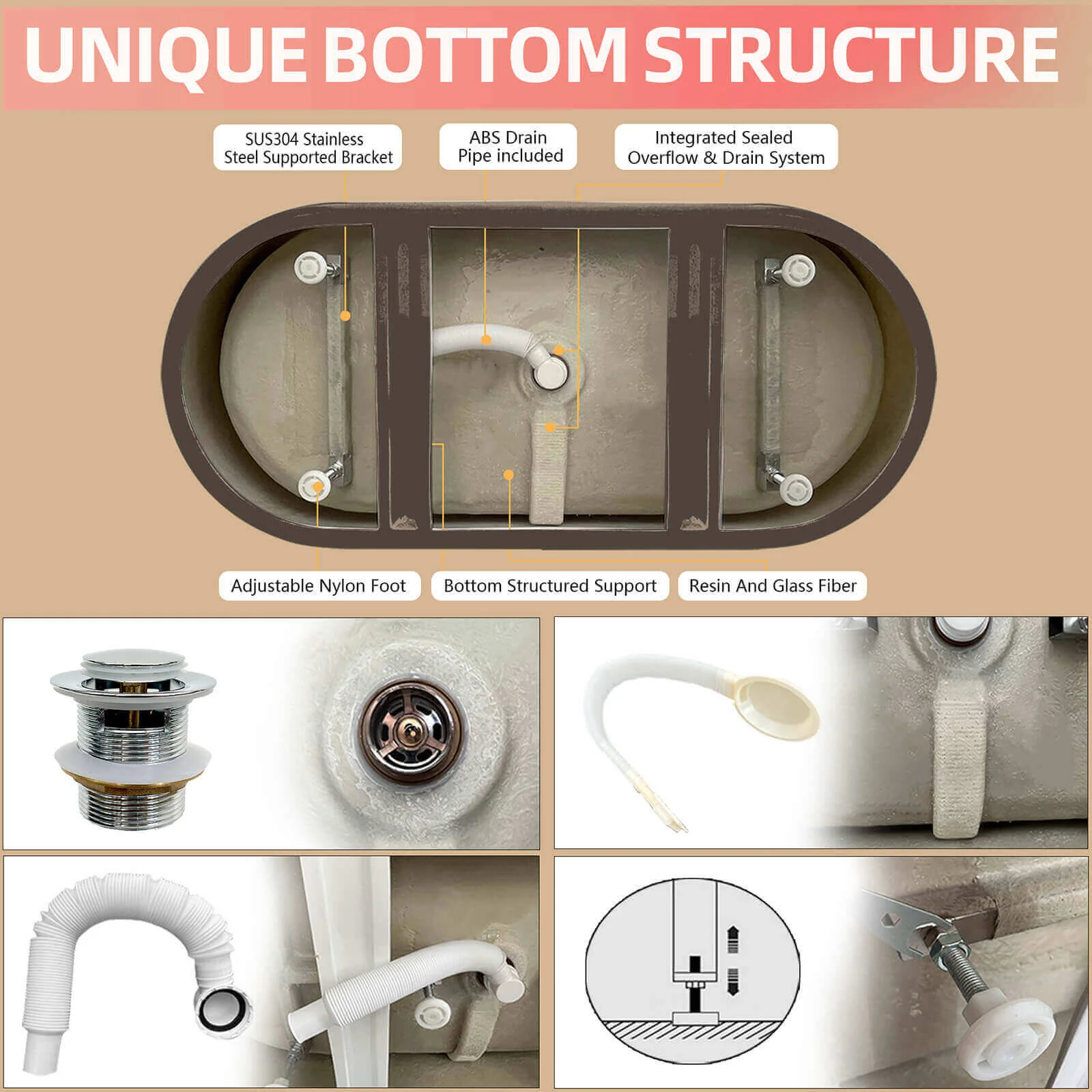 67" Acrylic Reversible Single Slipper Tub - Image 10