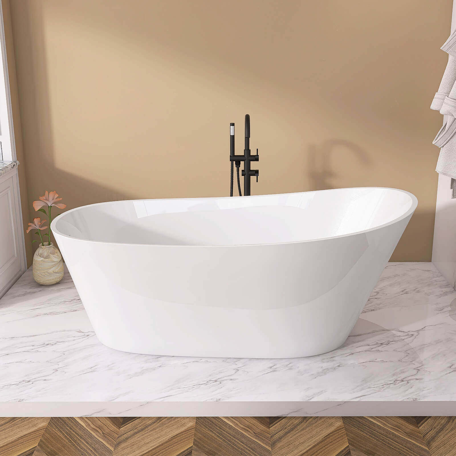 67" Acrylic Reversible Single Slipper Tub - Image 14