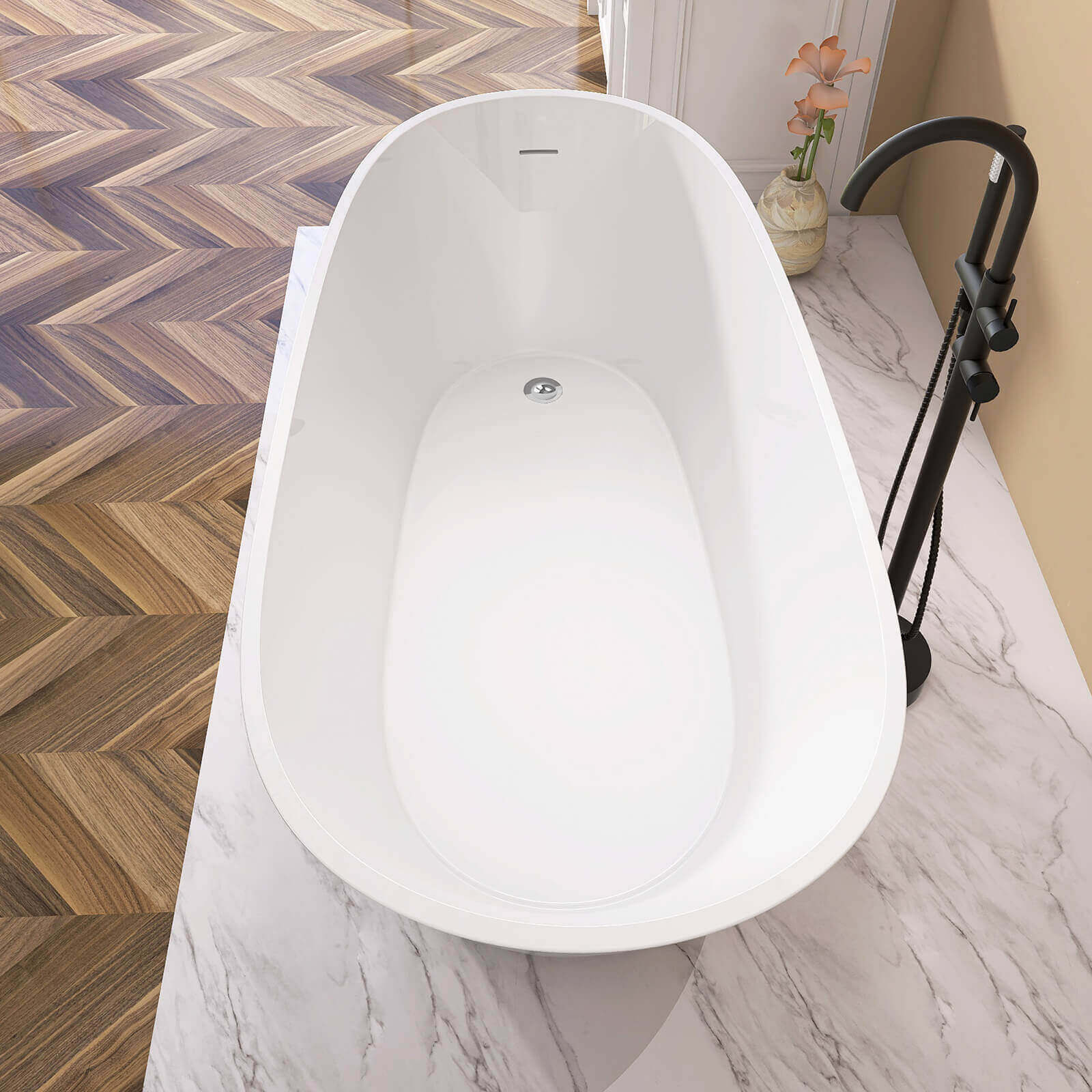 67" Acrylic Reversible Single Slipper Tub - Image 15