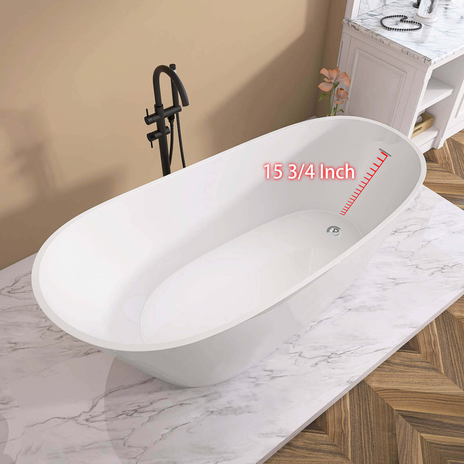 67" Acrylic Reversible Single Slipper Tub - Image 21
