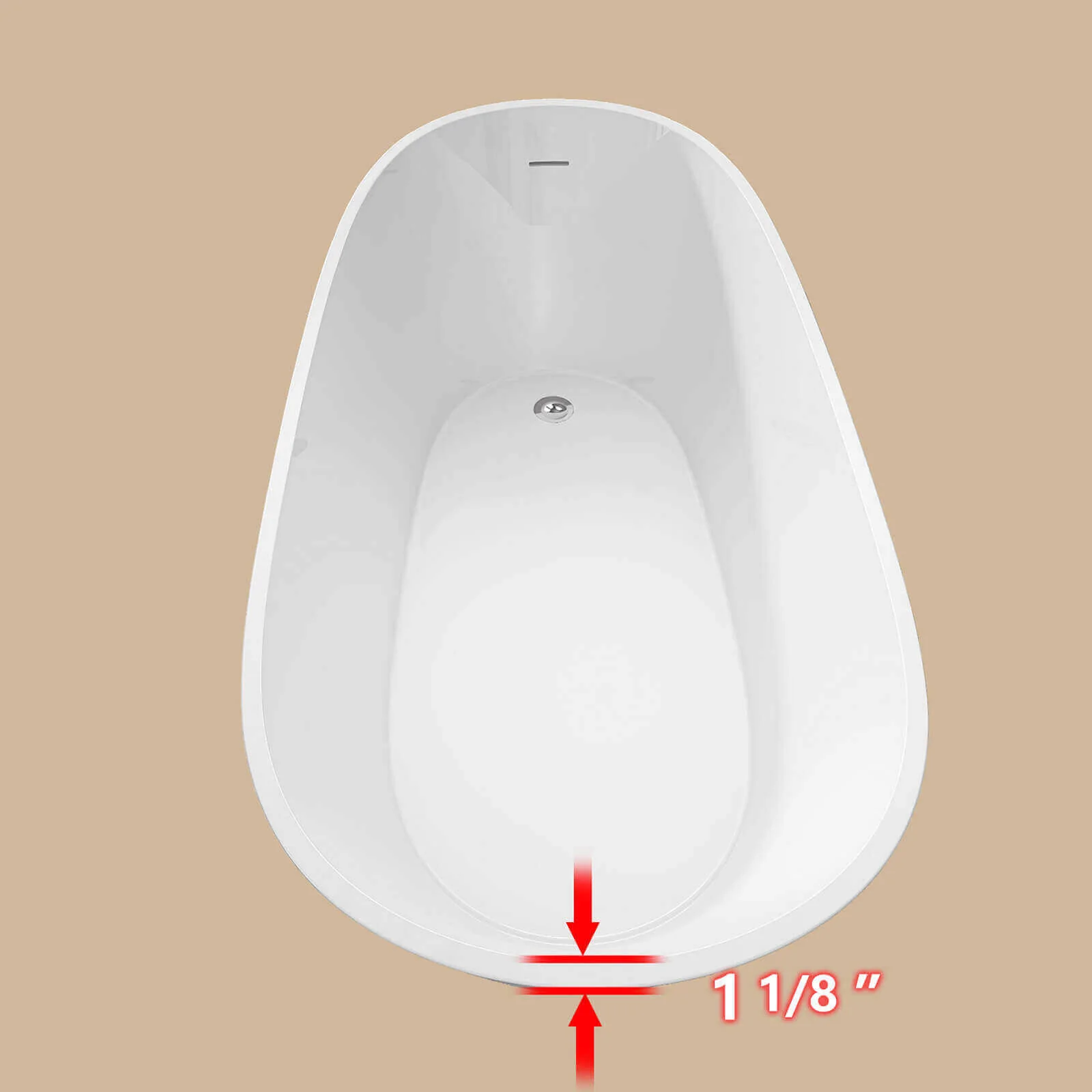 67" Acrylic Reversible Single Slipper Tub - Image 22