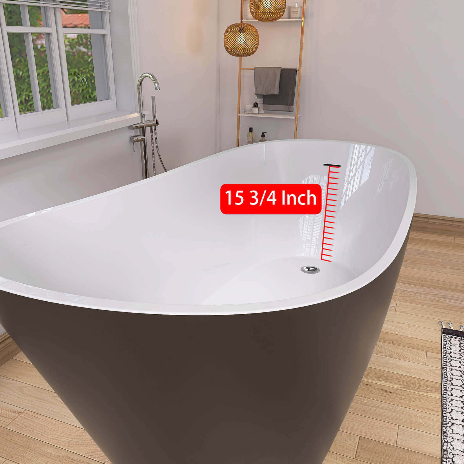 67" Acrylic Reversible Single Slipper Tub - Image 5