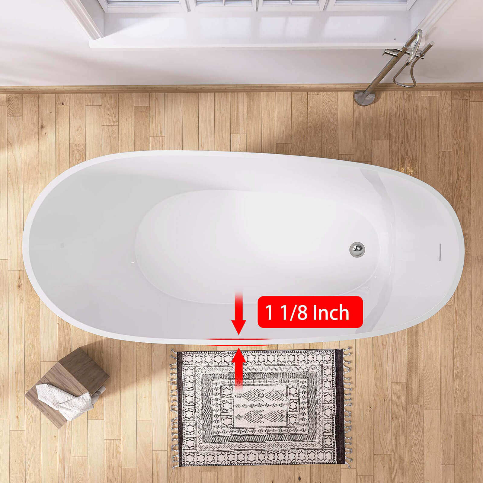 67" Acrylic Reversible Single Slipper Tub - Image 6