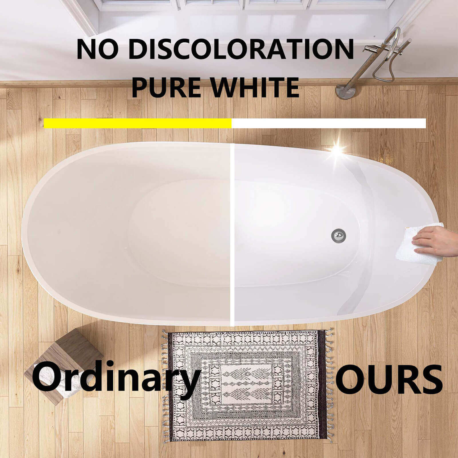 67" Acrylic Reversible Single Slipper Tub - Image 7