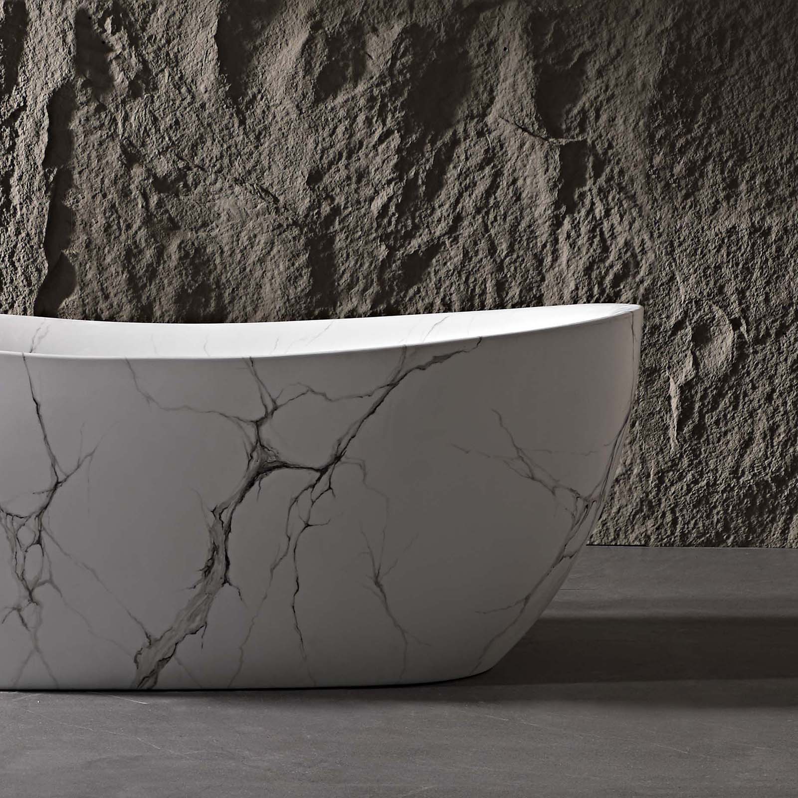 67" Marble Finish Slipper Bathtub with Adjustable Overflow - Image 4