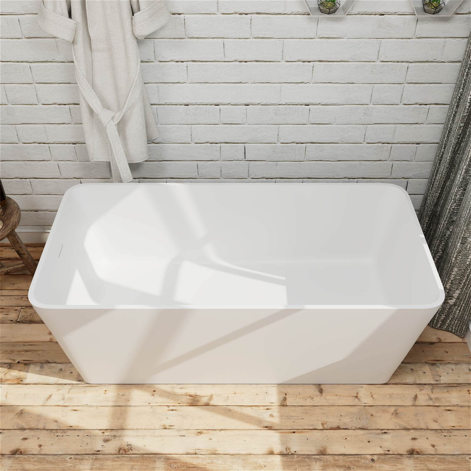 67 inch Heavy Duty Solid Surface Soaking Tub, Insulated Stand Alone Freestanding Stone Resin Bathtub with Integrated Overflow & Drain, cUPC Certified - Image 3