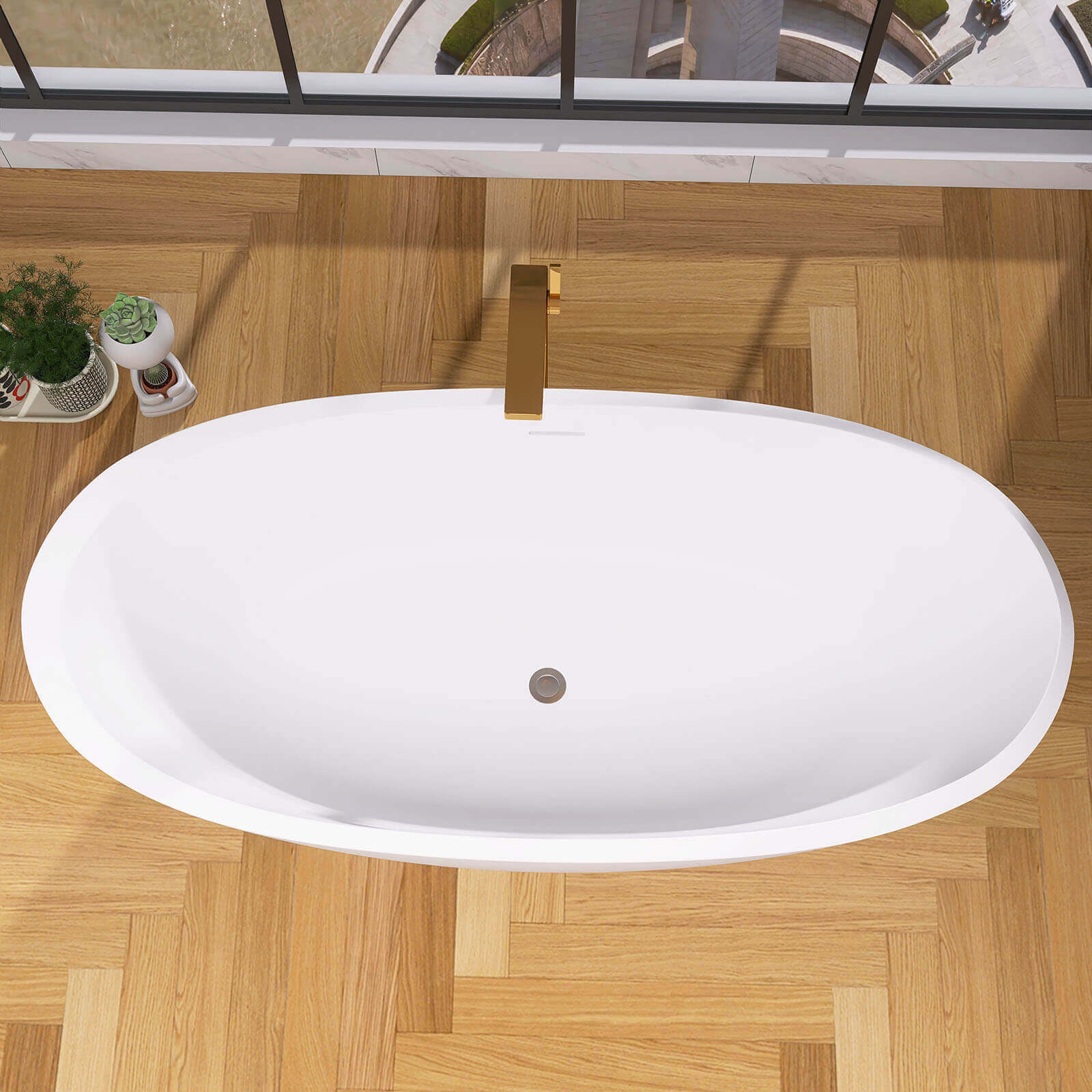 67" Acrylic Double Ended Tub with Center Overflow - Image 3