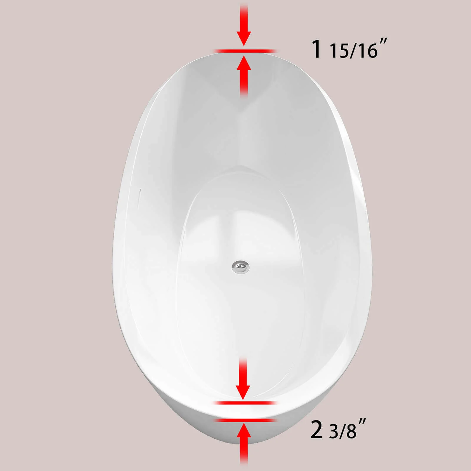 67" Acrylic Double Ended Tub with Center Overflow - Image 9