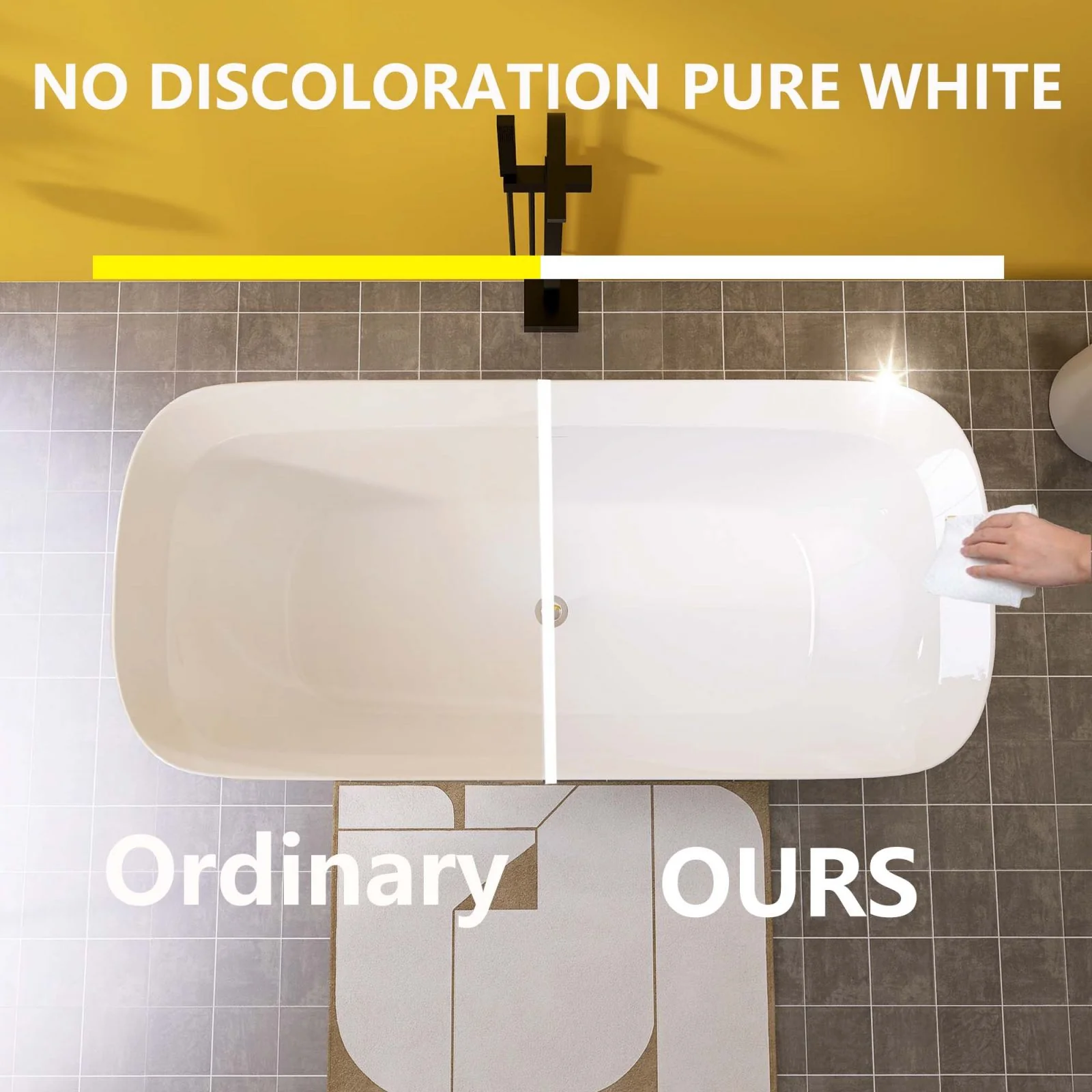 67" Beveled Edge Flat Bottom Acrylic Bathtub - Image 9