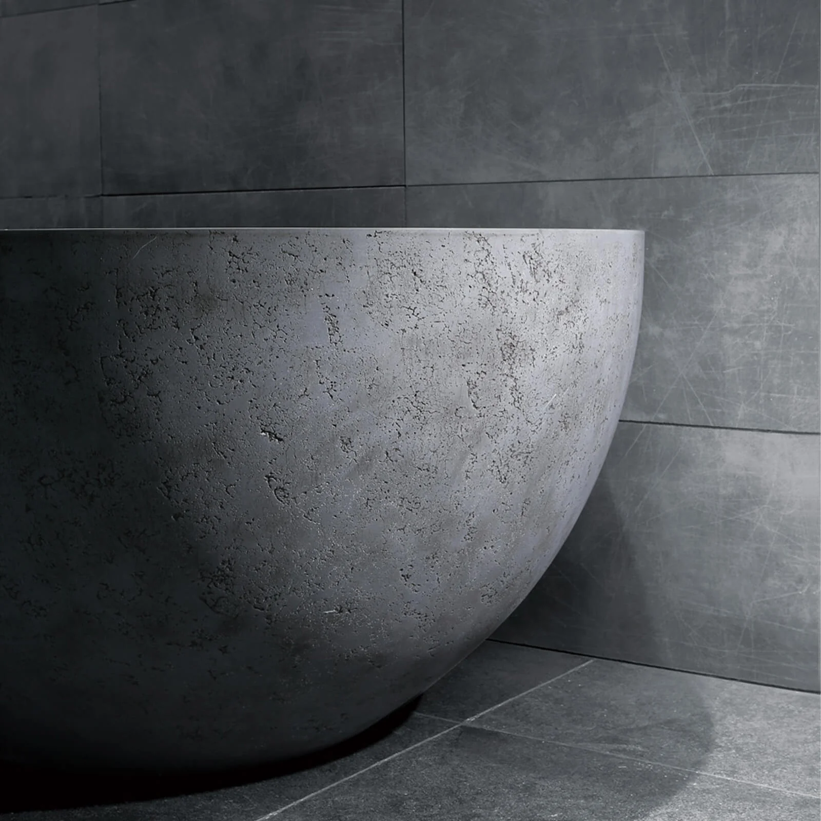 67" Concrete Industrial-Style Freestanding Bathtub with Artistic Patterns - Image 11