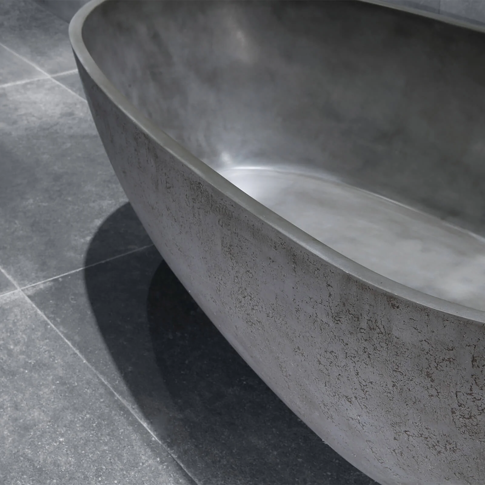 67" Concrete Industrial-Style Freestanding Bathtub with Artistic Patterns - Image 8
