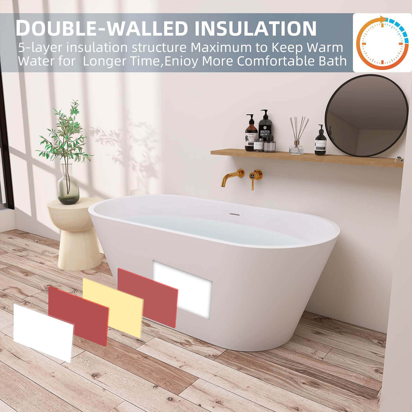 67" Flat-Bottom Acrylic Bathtub - Image 5