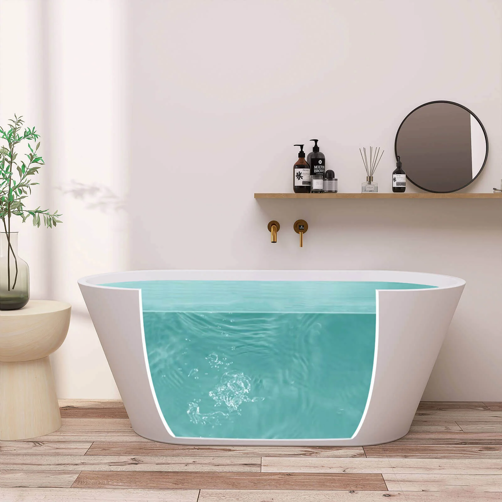 67" Flat-Bottom Acrylic Bathtub - Image 6