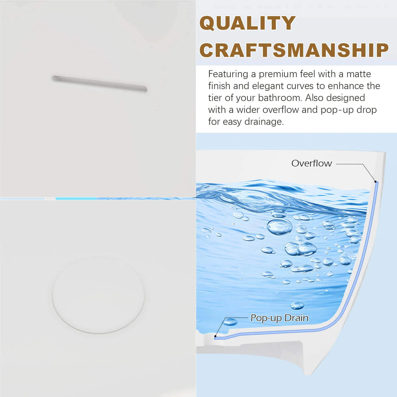 67" Freestanding Bathtub with Pleated Texture Design - Image 8