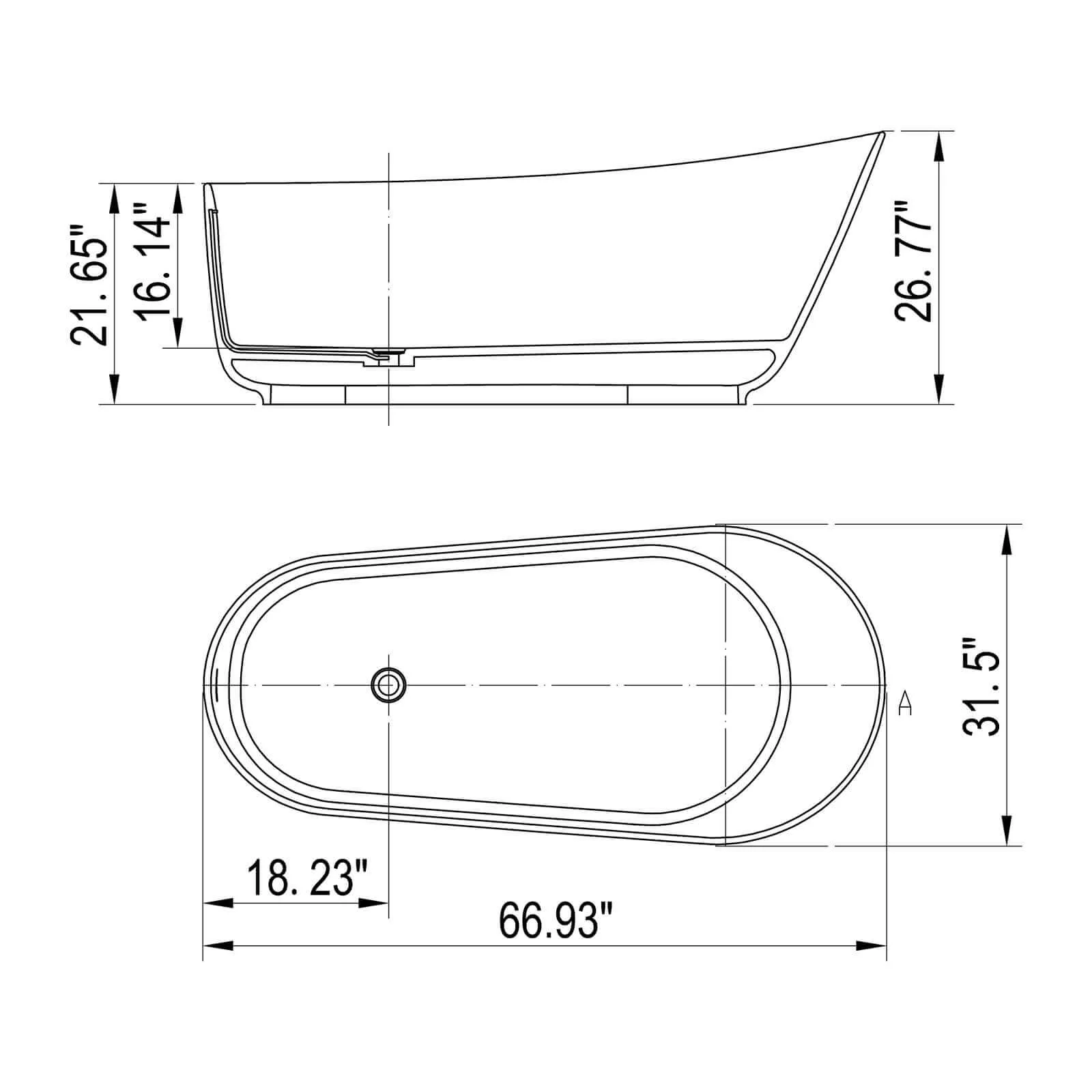 67" Matte White Slipper Stand-Alone Bathtub - Image 7