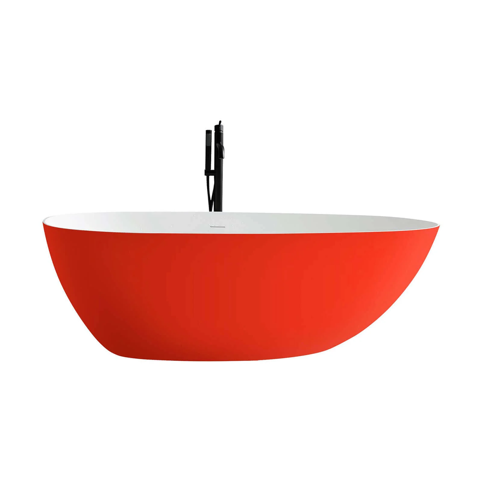 67" Orange Egg-Shaped Solid Surface Bathtub