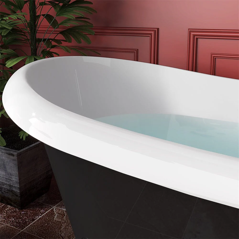Mokleba 67" Rolled Rim Claw Foot Double Slipper Tub - Acrylic Material, Freestanding Design, Immersive Soaking Experience - Image 10