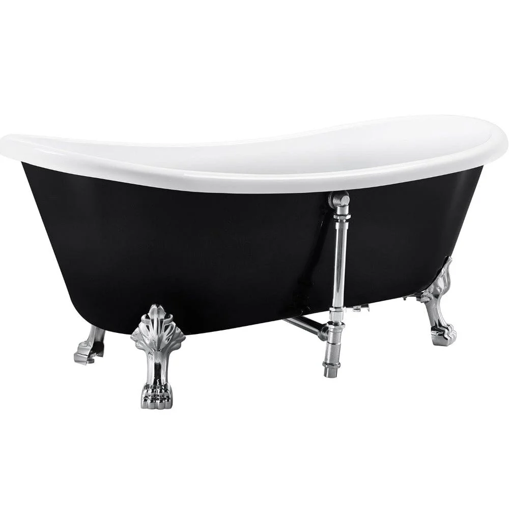 Mokleba 67" Rolled Rim Claw Foot Double Slipper Tub - Acrylic Material, Freestanding Design, Immersive Soaking Experience - Image 11