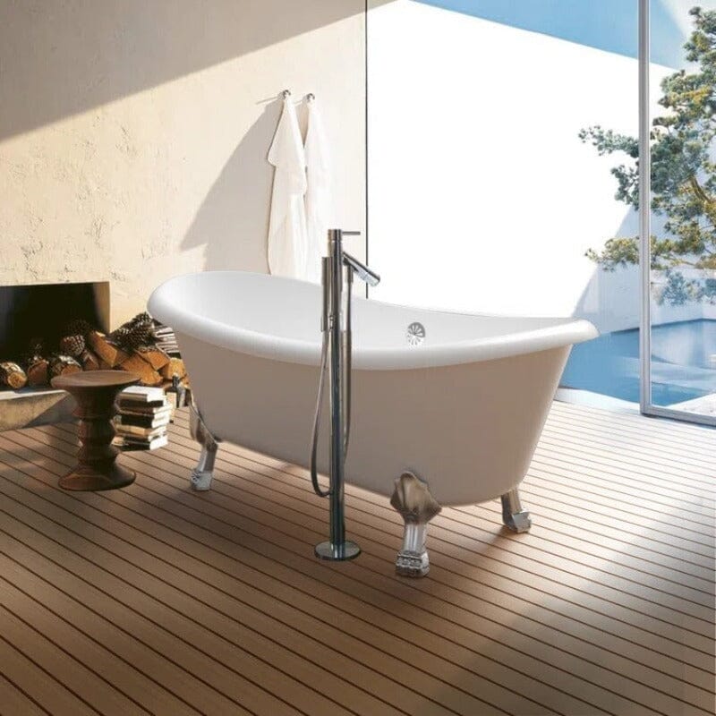 Mokleba 67" Rolled Rim Claw Foot Double Slipper Tub - Acrylic Material, Freestanding Design, Immersive Soaking Experience - Image 20