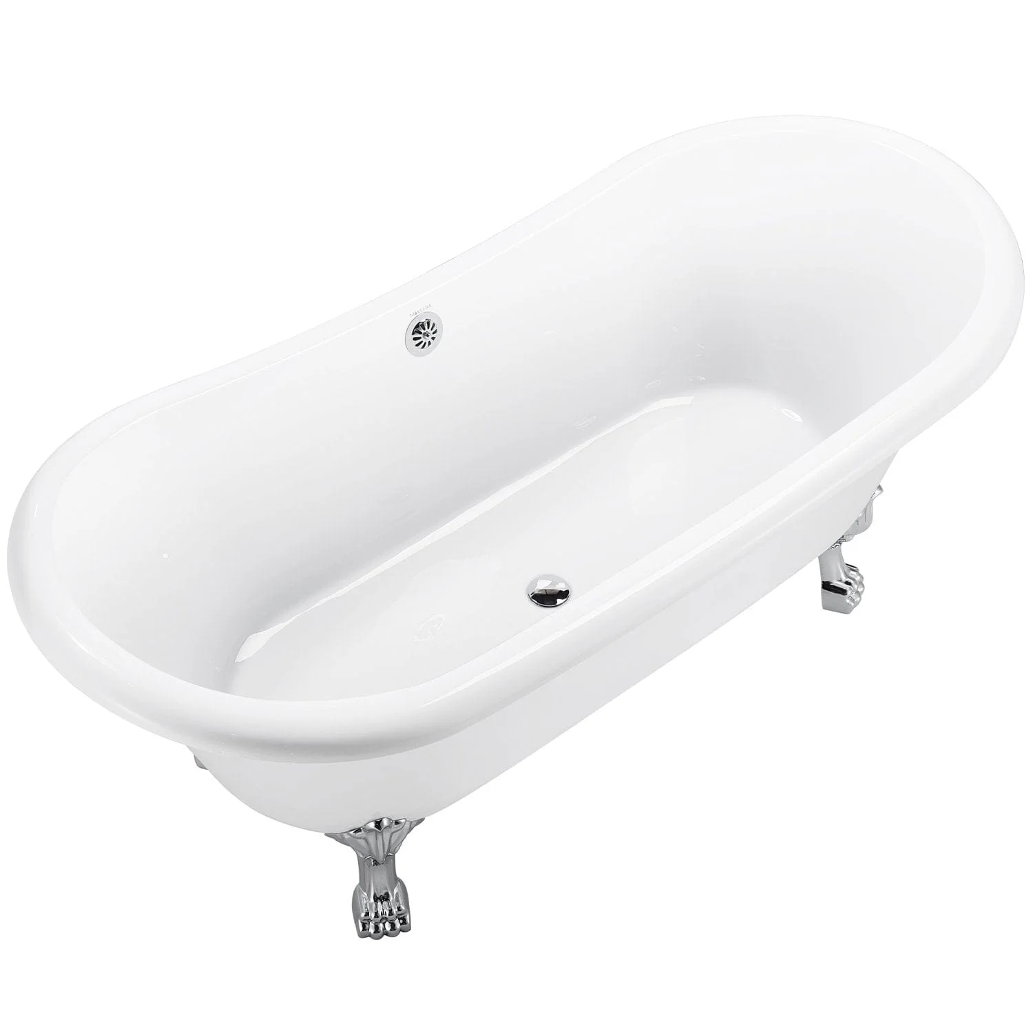 Mokleba 67" Rolled Rim Claw Foot Double Slipper Tub - Acrylic Material, Freestanding Design, Immersive Soaking Experience - Image 22