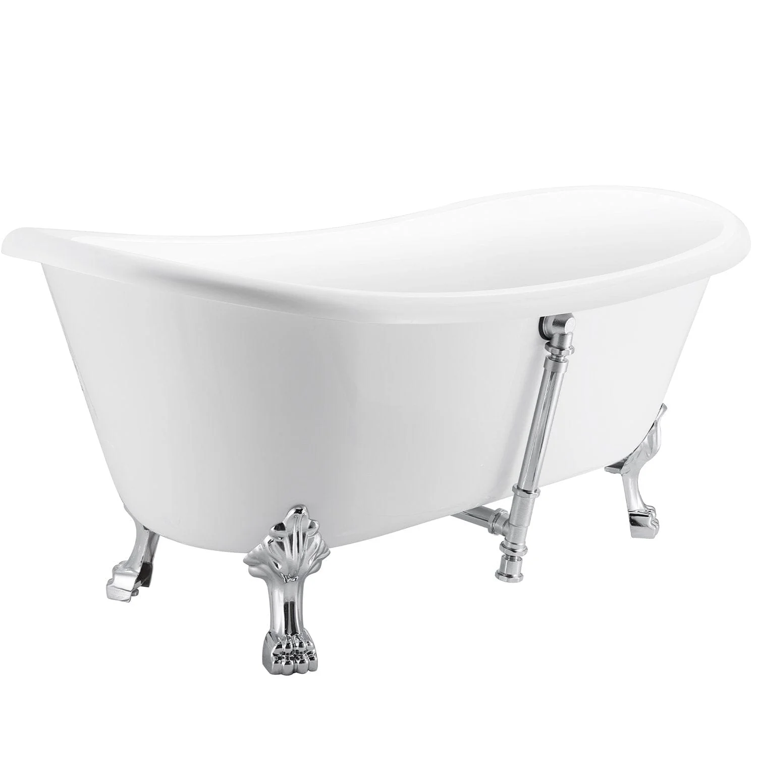 Mokleba 67" Rolled Rim Claw Foot Double Slipper Tub - Acrylic Material, Freestanding Design, Immersive Soaking Experience - Image 23