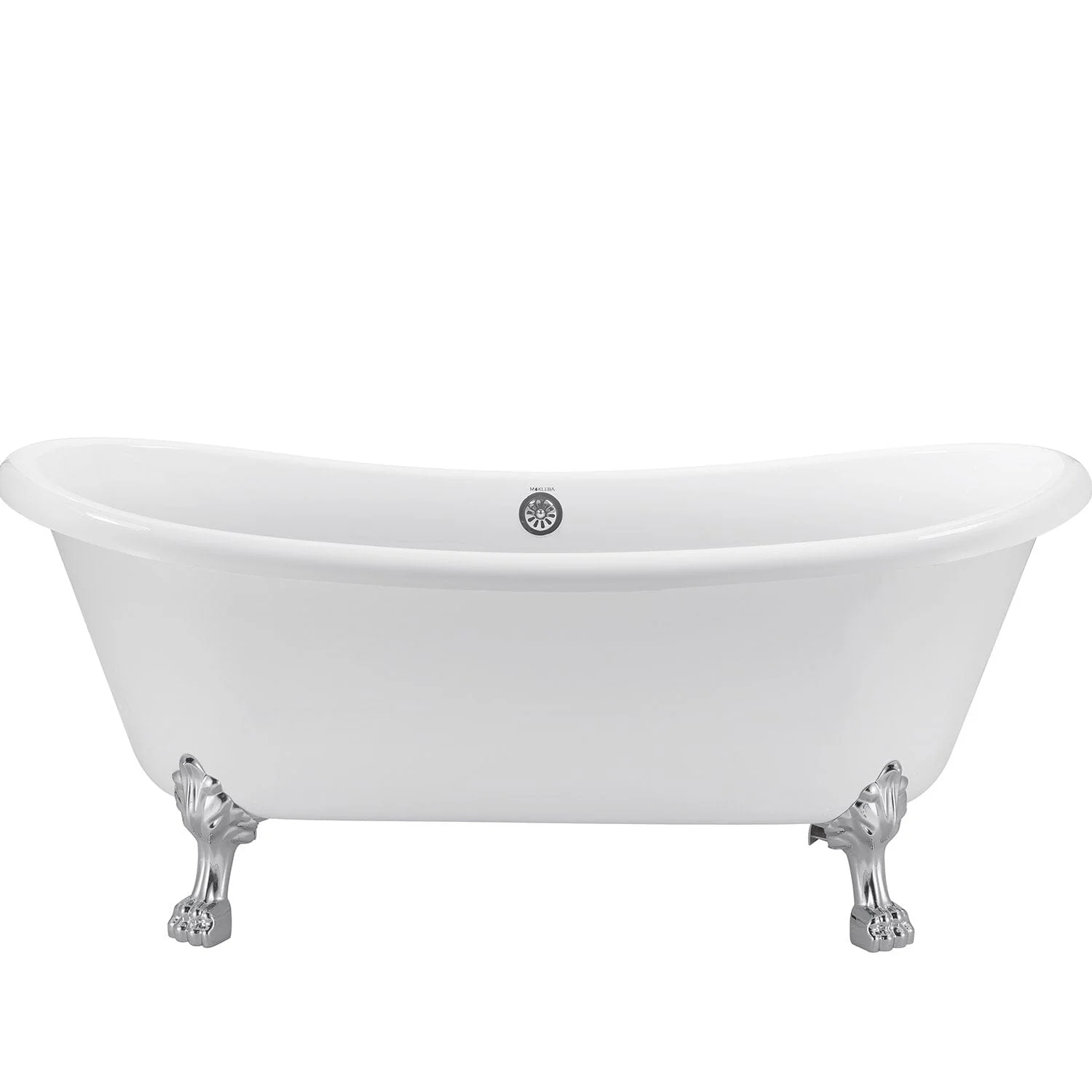 Mokleba 67" Rolled Rim Claw Foot Double Slipper Tub - Acrylic Material, Freestanding Design, Immersive Soaking Experience - Image 24