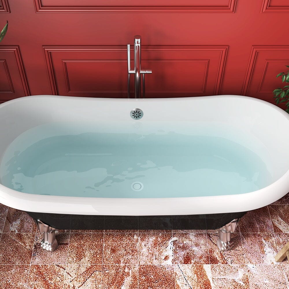 Mokleba 67" Rolled Rim Claw Foot Double Slipper Tub - Acrylic Material, Freestanding Design, Immersive Soaking Experience - Image 8