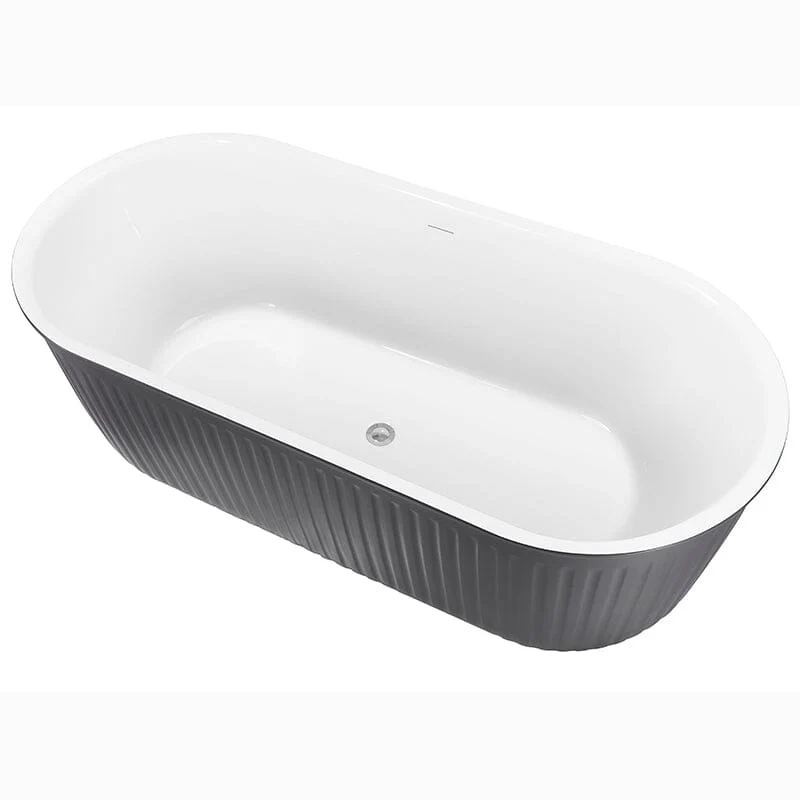 Mokleba 67" Oval Acrylic Fluted Bathtub Double Ended Freestanding Soaking Tub - Image 21