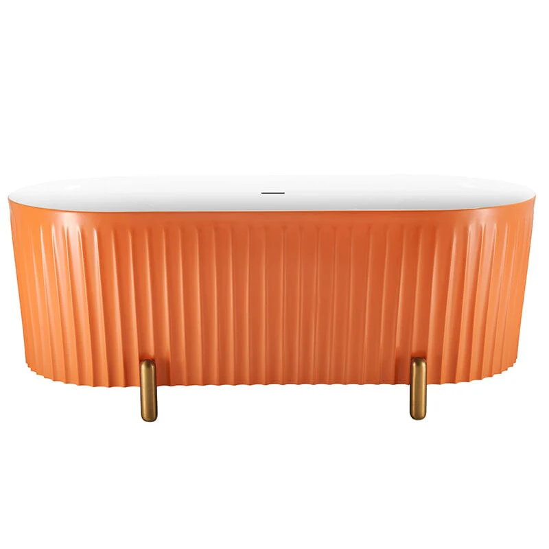 Mokleba 67" Oval Acrylic Fluted Freestanding Soaking Bathtub with Feet - Image 7
