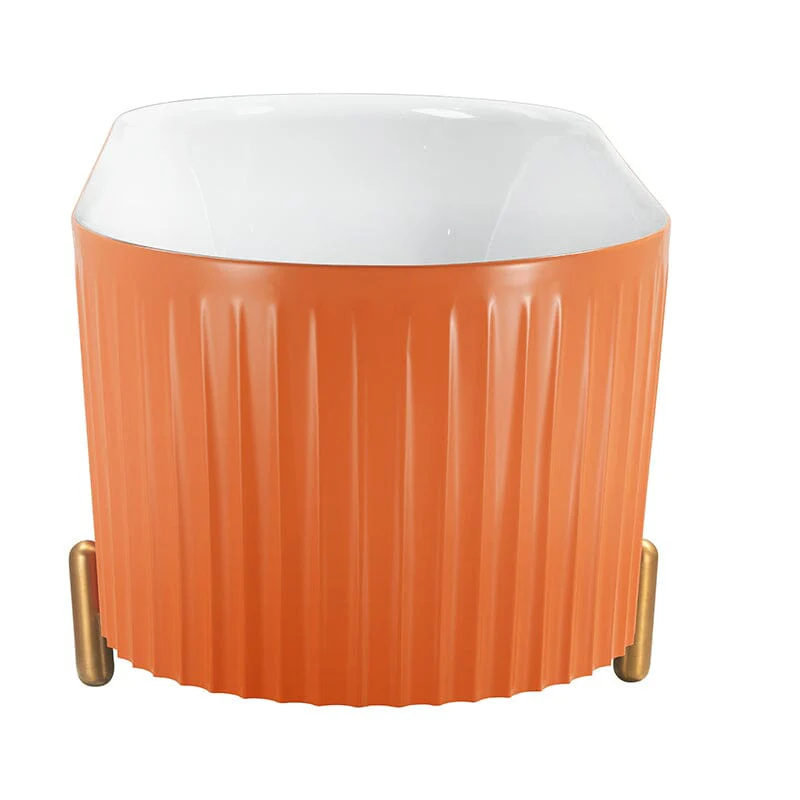 Mokleba 67" Oval Acrylic Fluted Freestanding Soaking Bathtub with Feet - Image 8
