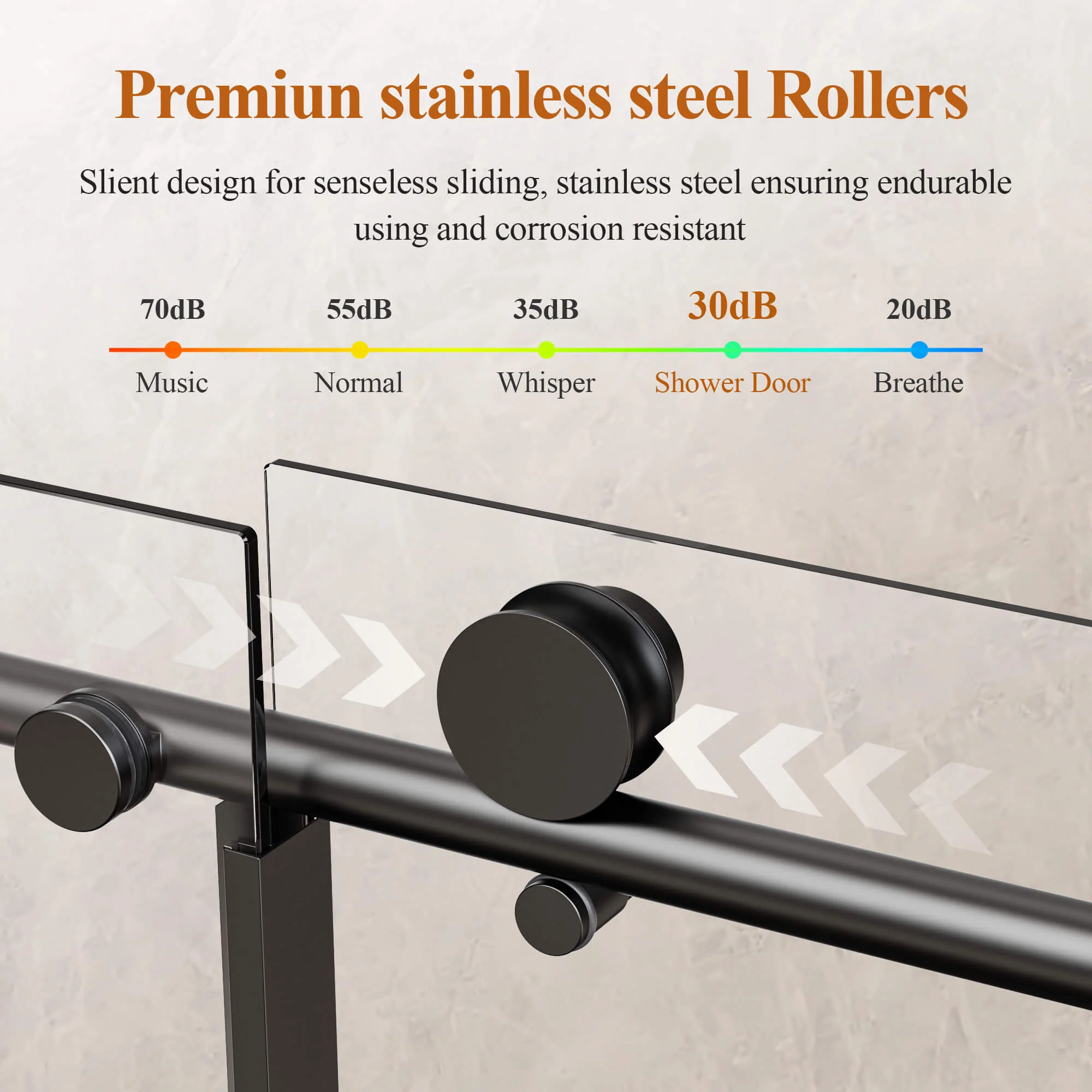 68-72" x 76" Matte Black Frameless Single Sliding Shower Door with 10mm SGCC Clear Tempered Glass - Image 4