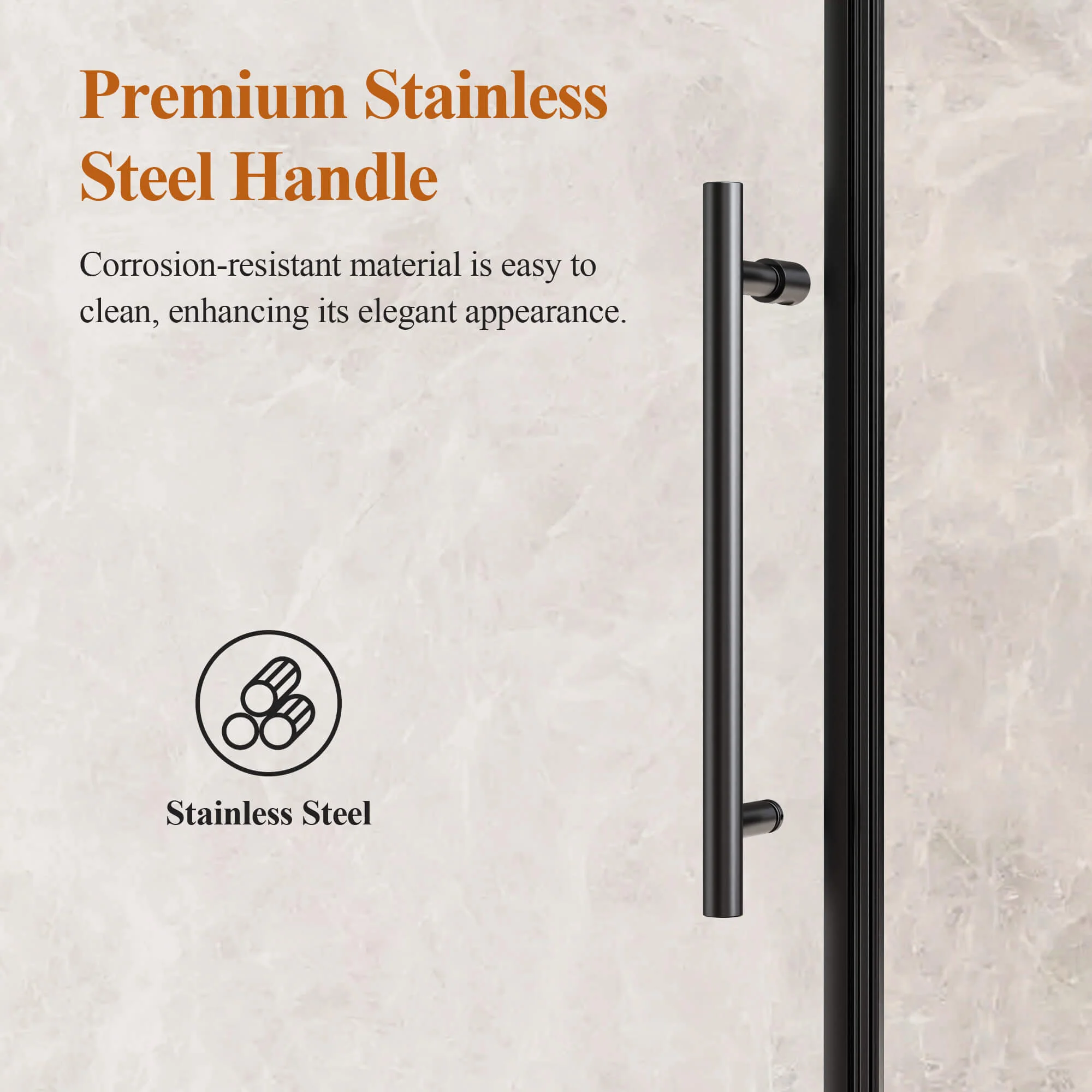 68-72" x 76" Matte Black Frameless Single Sliding Shower Door with 10mm SGCC Clear Tempered Glass - Image 6