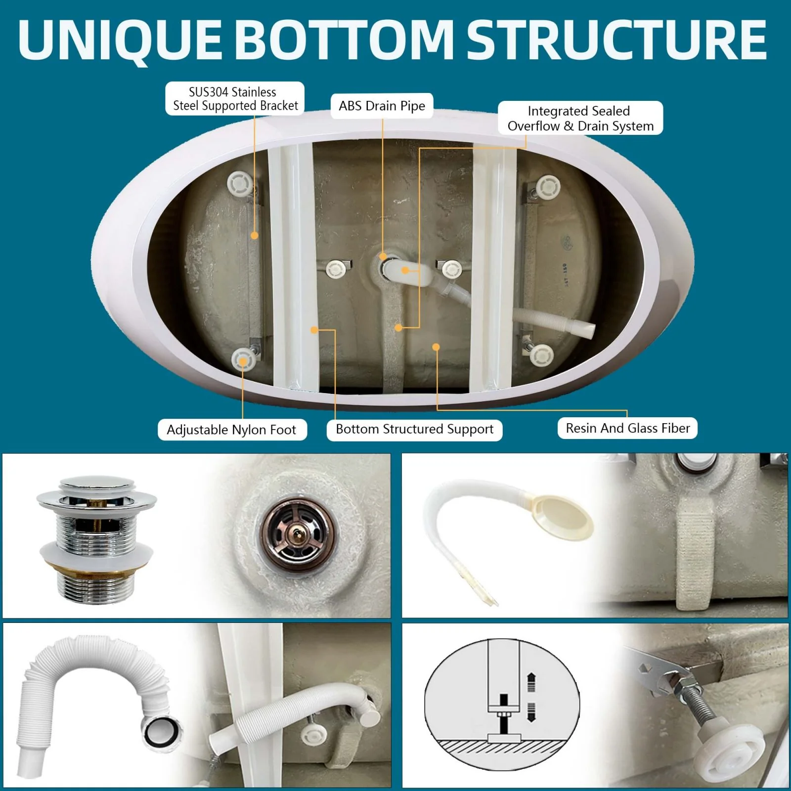 68" Double Slipper Acrylic Soaking Bathtub - Image 11