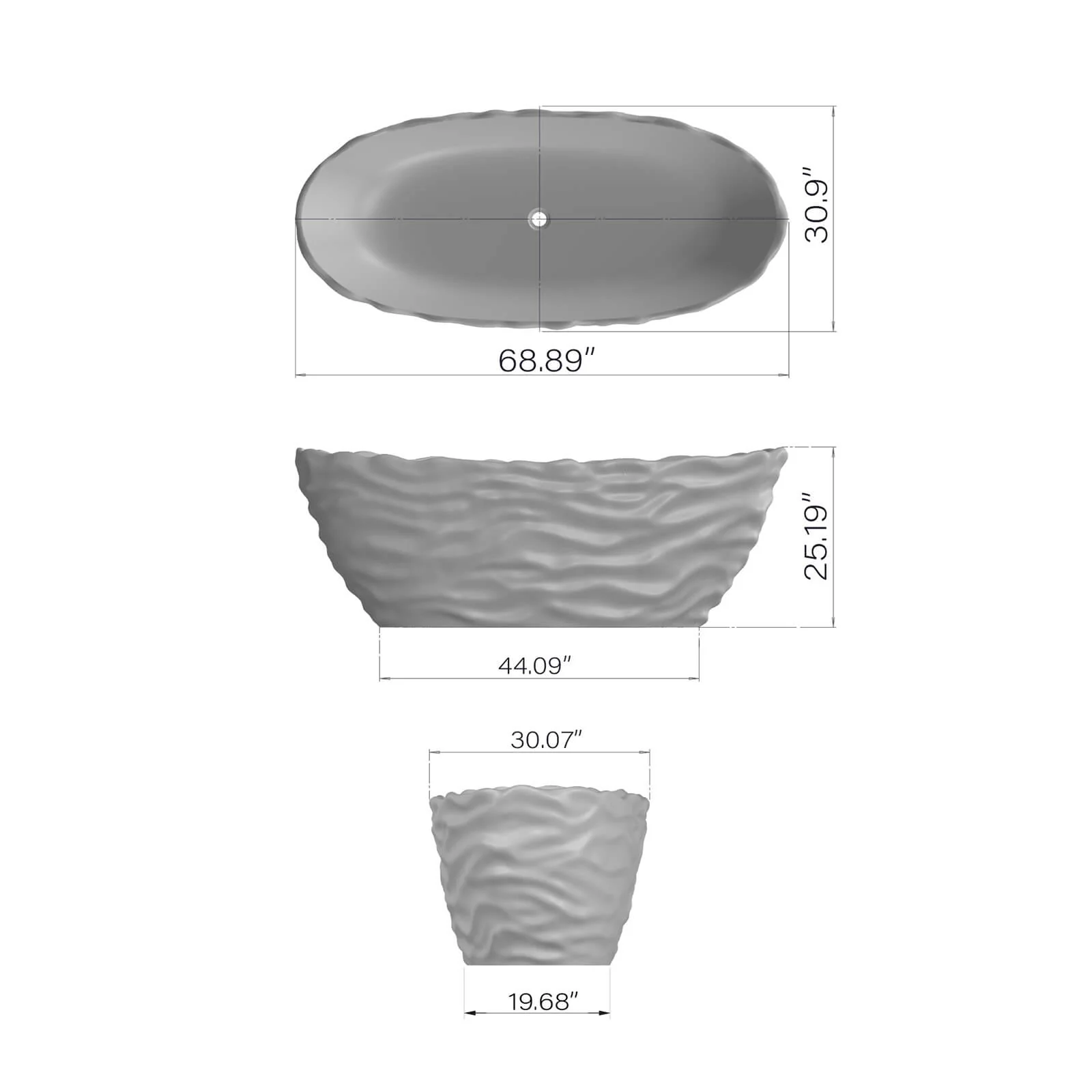 69" Luxury Transparent Crystal Bathtub with Ripple Texture – Modern Clear Resin Freestanding Soaking Tub - Image 10