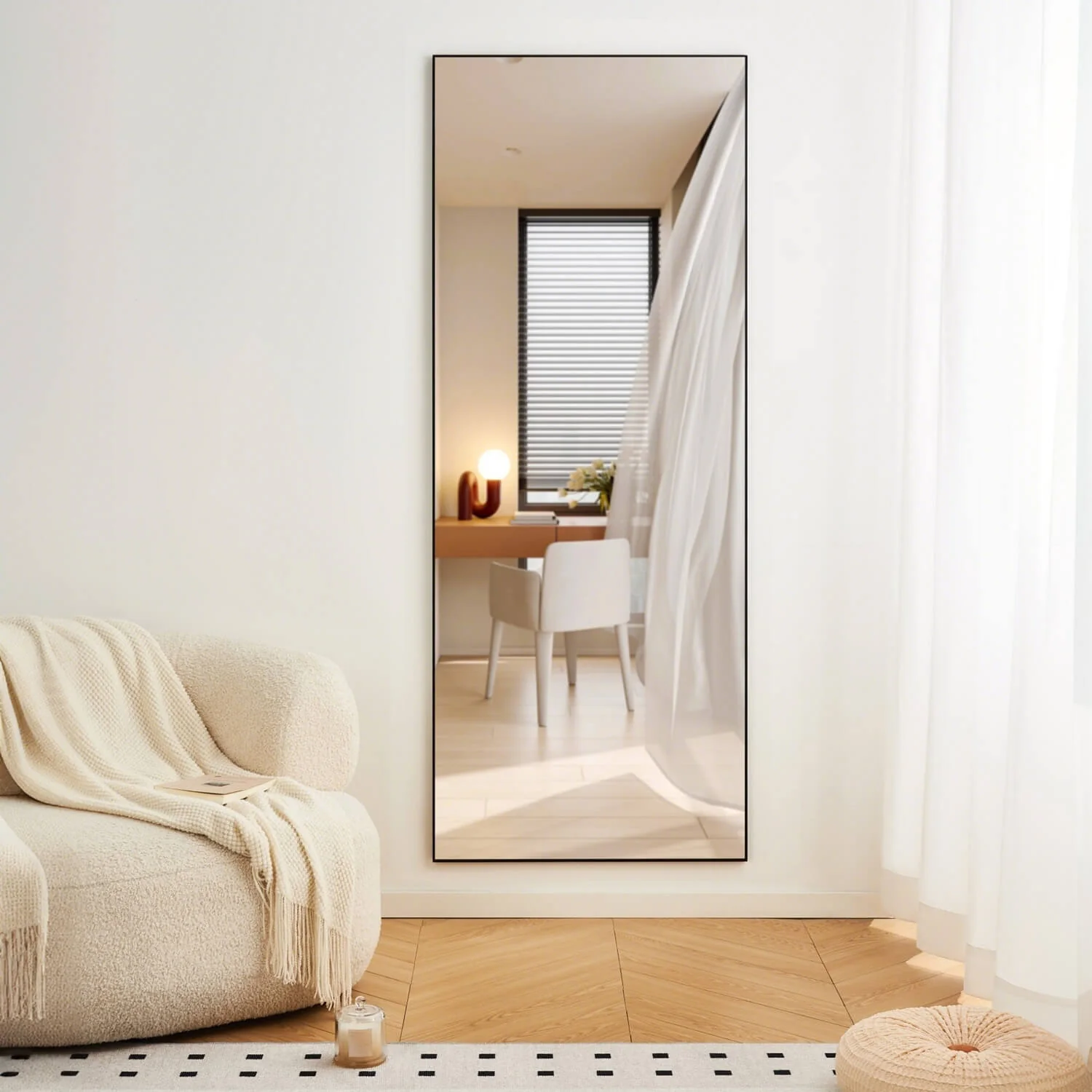 70"x31" Black Full Length Mirror with Aluminum Frame, Lean or Wall Mount - Image 2