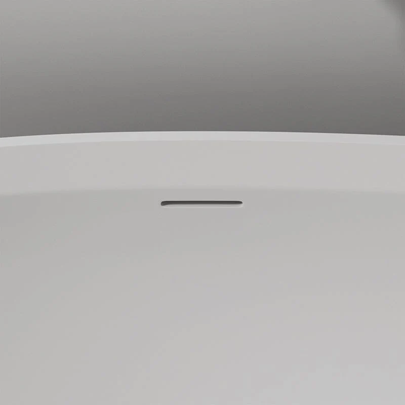 71" Solid Surface Stone Resin Oval-shaped Freestanding Soaking Bathtub with Overflow - Image 31