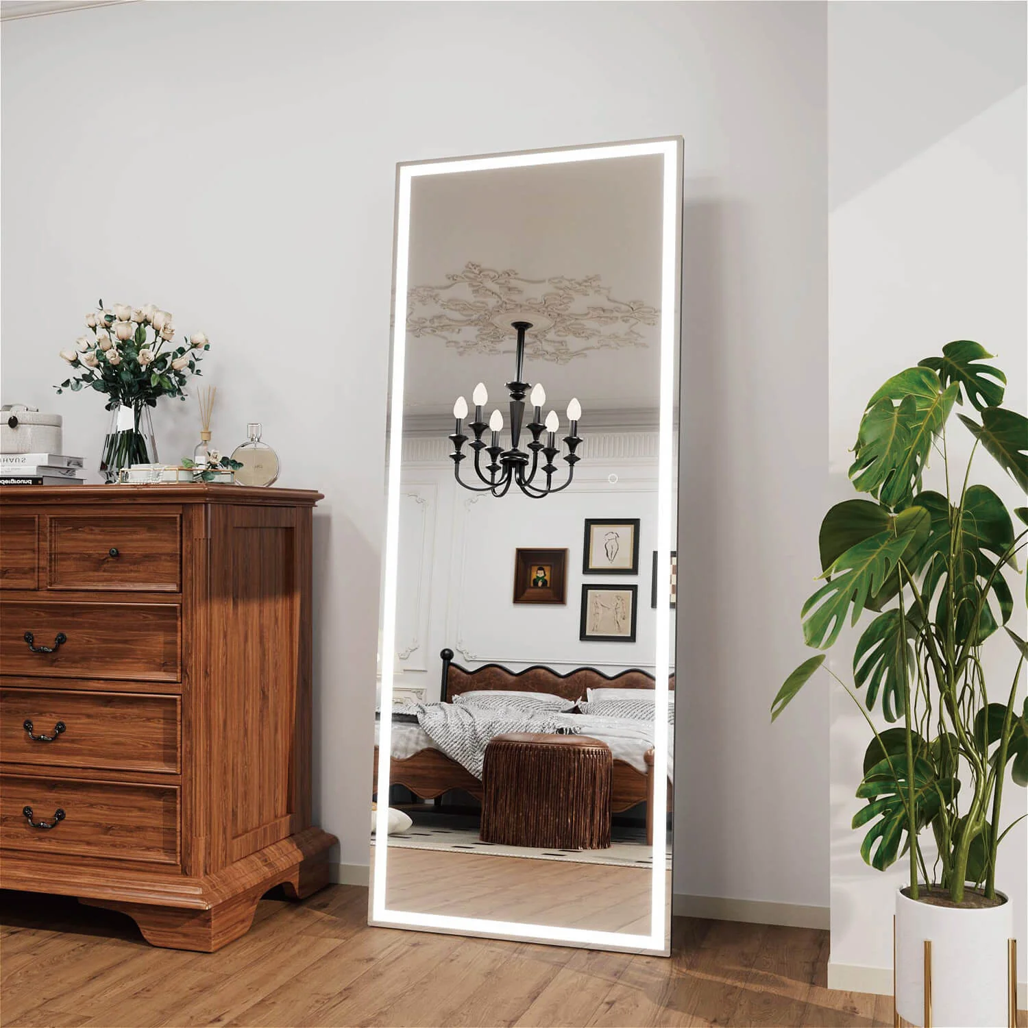 71" x 28" LED Full Length Mirror with Touch Control 3 Color Temp ETL Certified - Image 2