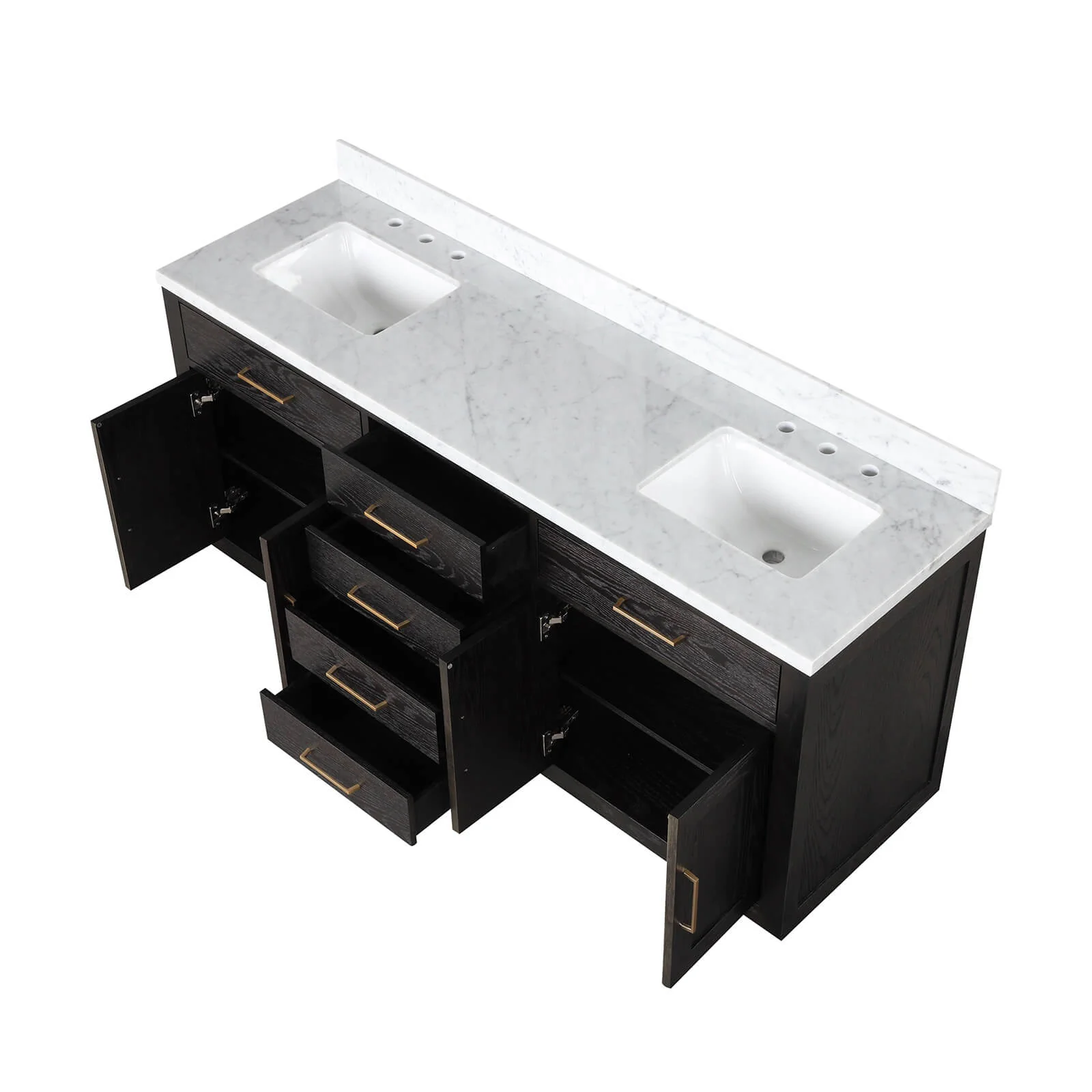 72" Black Oak Bathroom Vanity with Toe Kick - Image 6