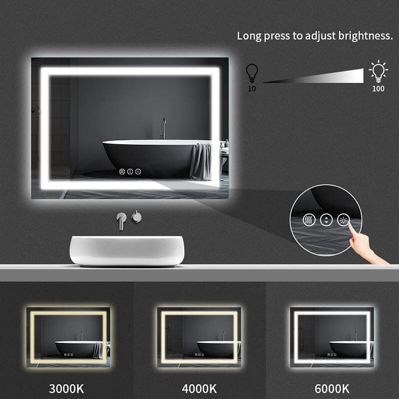 72 in. W x 36 in. H LED Light Bathroom Vanity Mirror Large Rectangular Frameless Anti Fog - Image 7