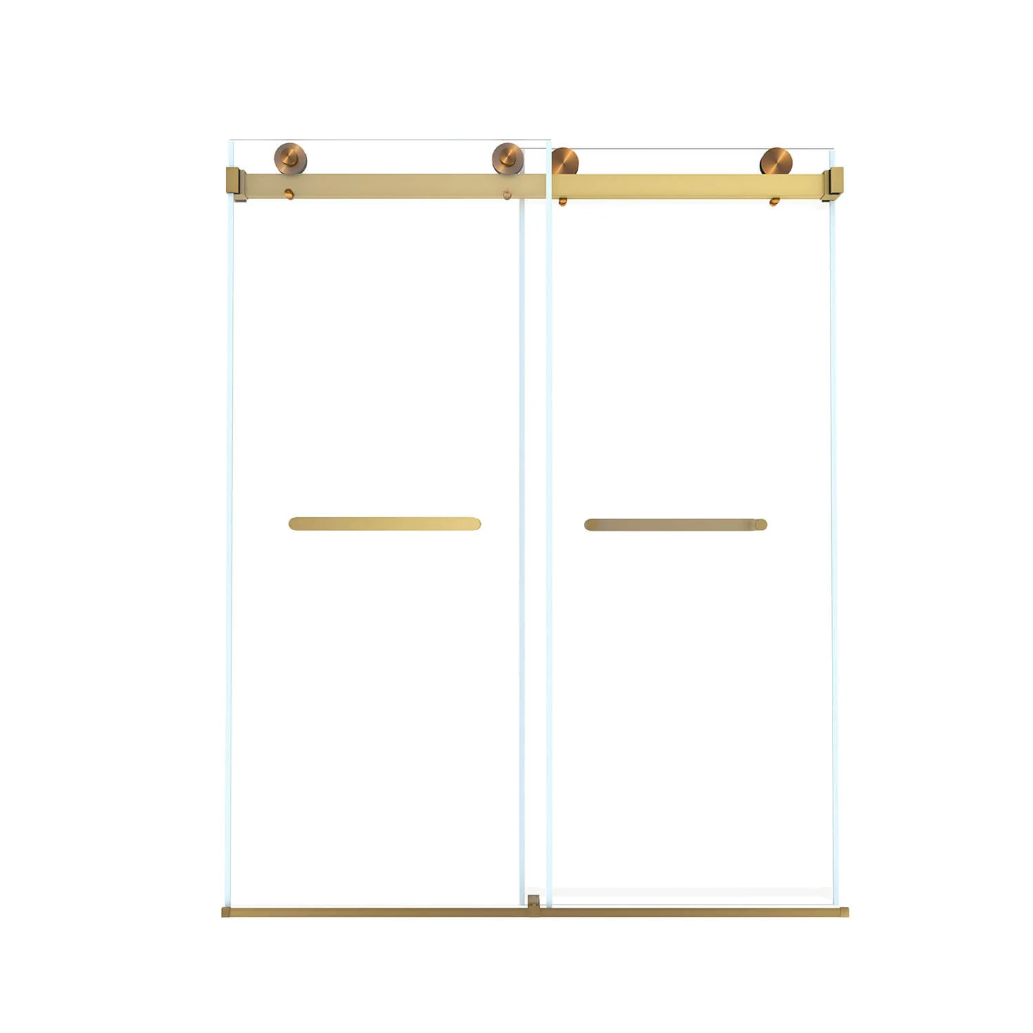 56-60" x 74" Frameless Double Sliding Shower Door - 5/16" Shatter-Proof Tempered Glass, Brushed Gold - Image 9