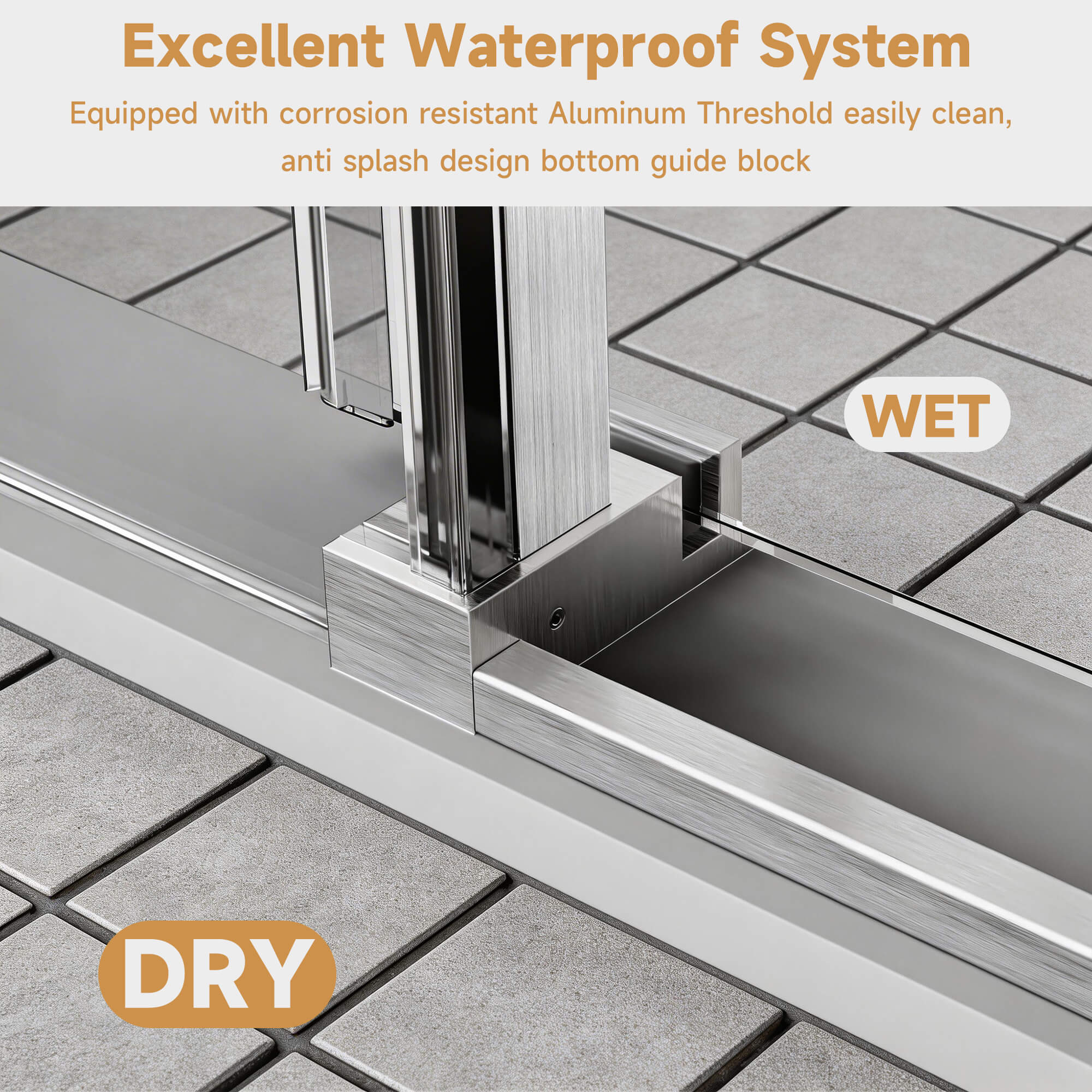 68-72" x 76" Brushed Nickel Frameless Single Sliding Shower Door with 10mm SGCC Clear Tempered Glass - Image 5
