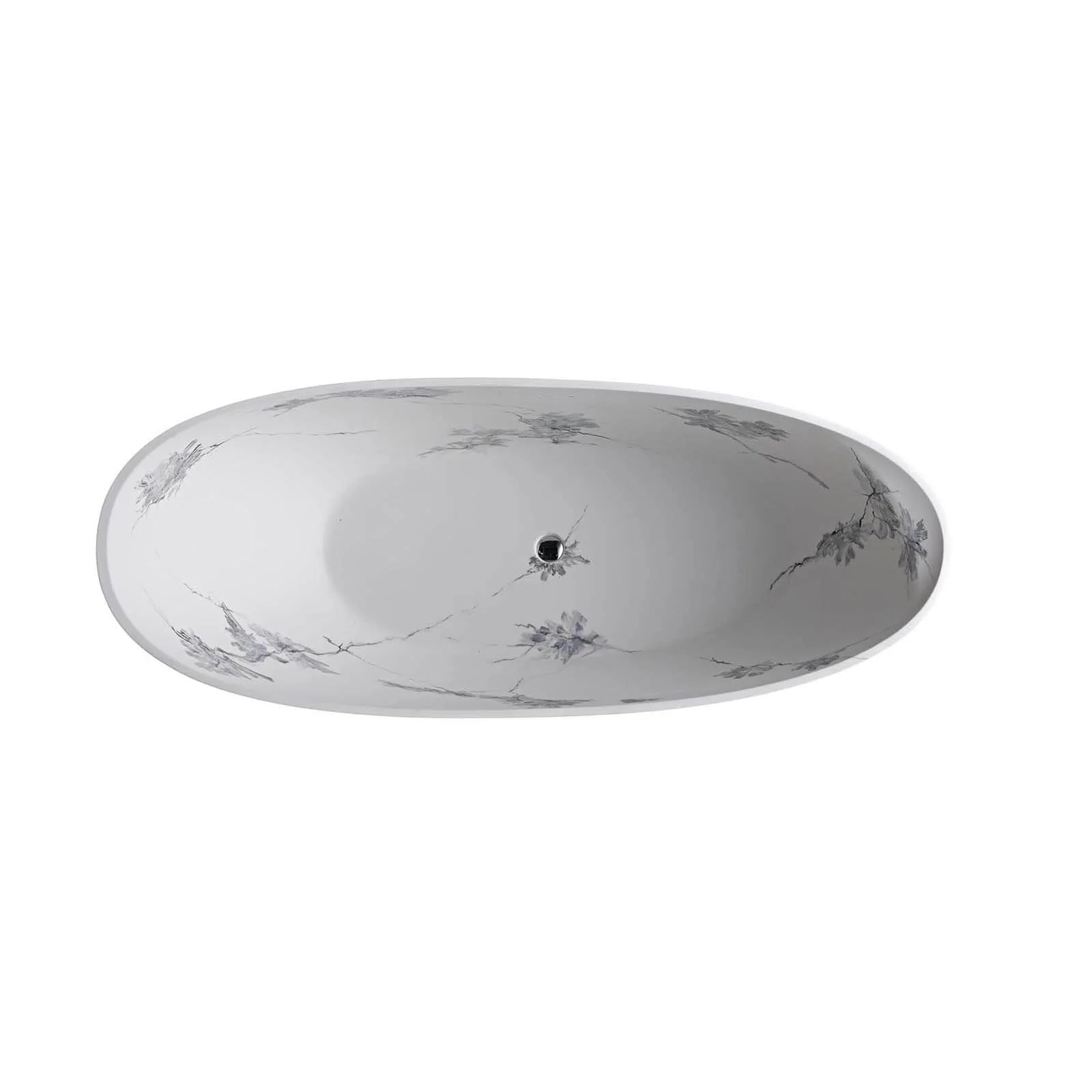 74" Stone Resin Freestanding Slipper Bathtub with Ink Floral Design - Image 6