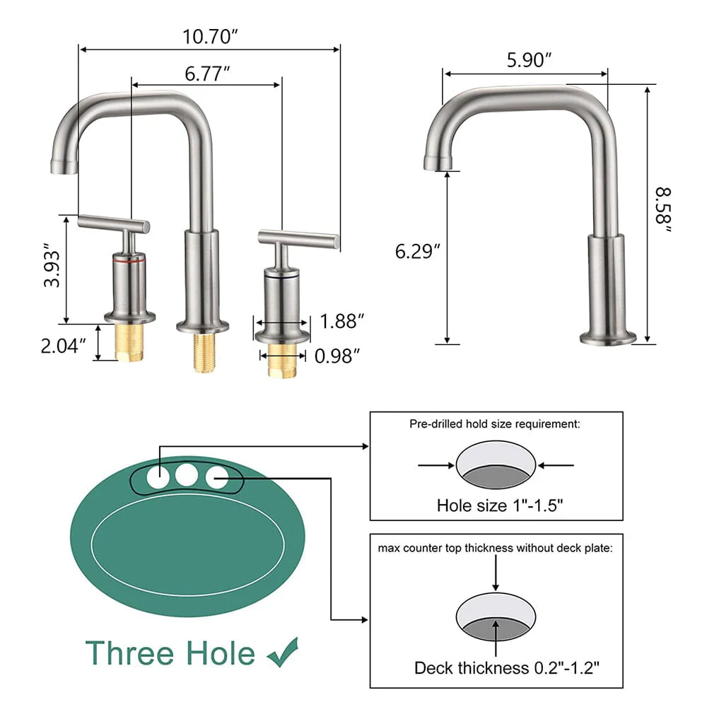 8 in. Widespread Double Handle Bathroom Faucet with Pop Up Drain - Image 21