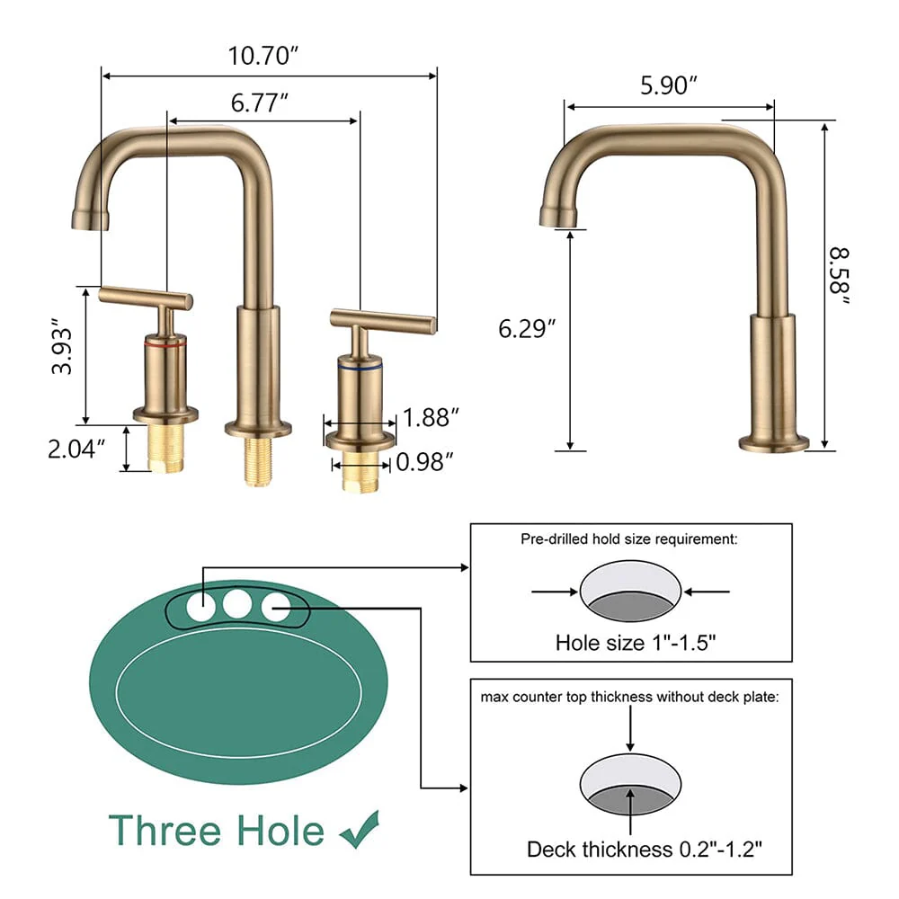8 in. Widespread Double Handle Bathroom Faucet with Pop Up Drain - Image 7