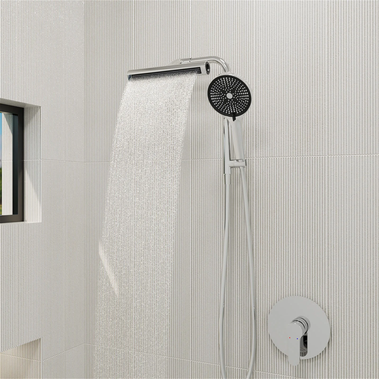 8" Wall Bar Shower Kit with 360° Rotate 3-Spray Cylindrical Shower Head And 6-Spray Handheld - Image 29