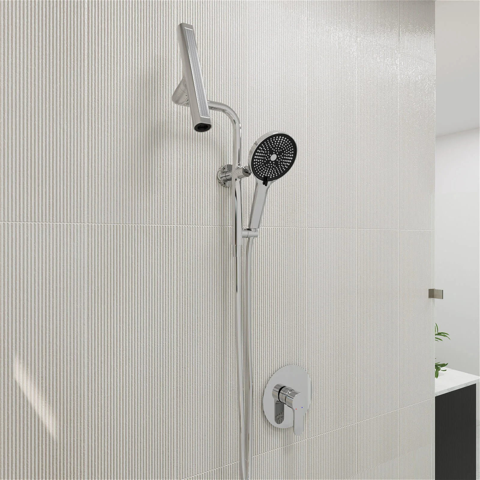 8" Wall Bar Shower Kit with 360° Rotate 3-Spray Cylindrical Shower Head And 6-Spray Handheld - Image 30