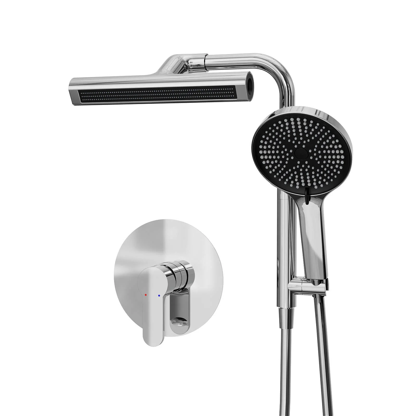 8" Wall Bar Shower Kit with 360° Rotate 3-Spray Cylindrical Shower Head And 6-Spray Handheld - Image 41